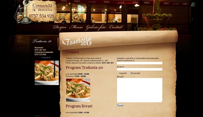 Site de prezentare, pizzerie, restaurant - Trattoria 20 - layout, contact.jpg